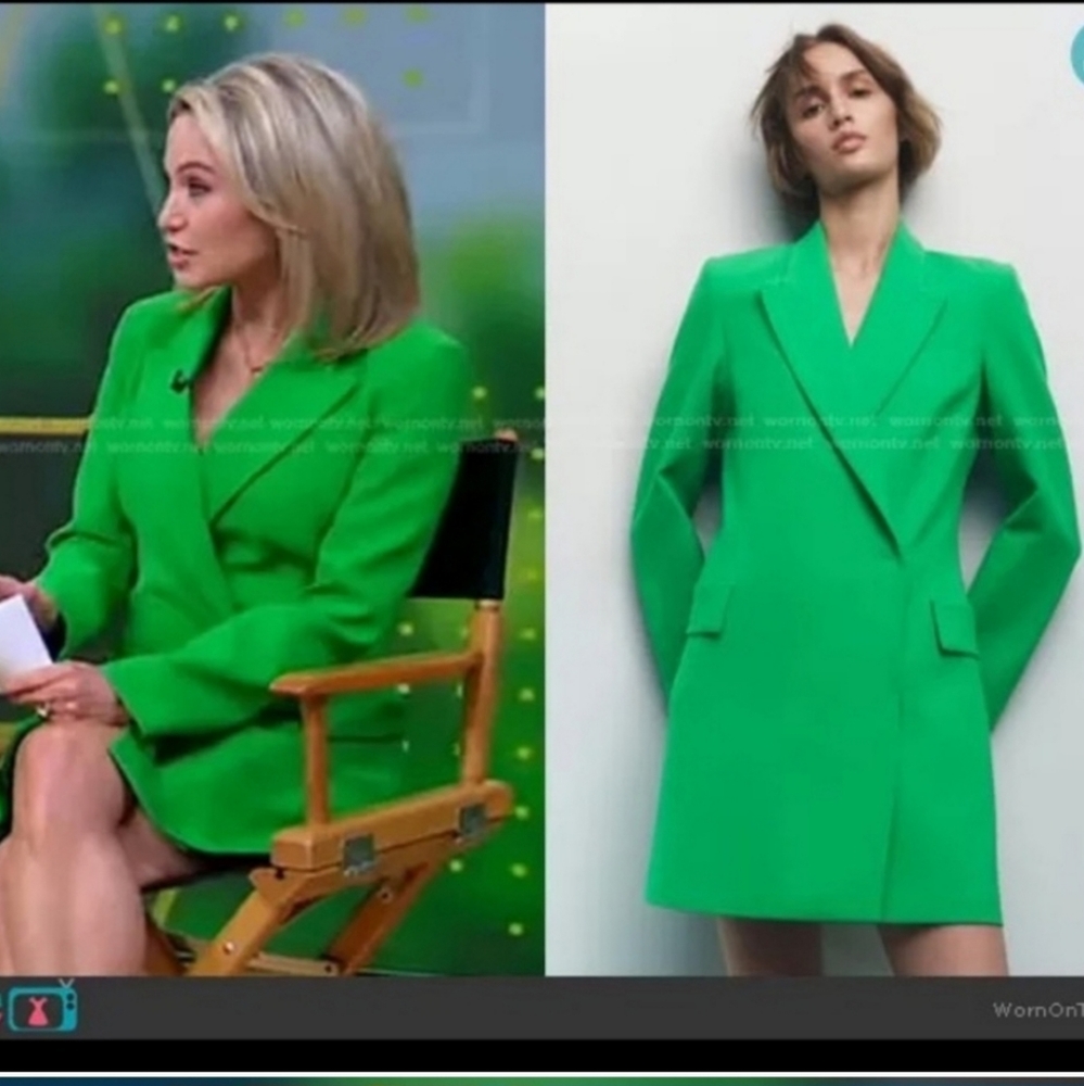 NWT ZARA DOUBLE BREASTED LONG BLAZER DRESS GREEN - Picture 10 of 16